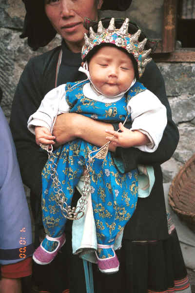 Side comb Miao baby in his finery, Long Dong village, De Wo township, Longlin country, Guangxi province 0010e29.jpg