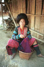 to Jpeg 44K Green Hmong woman working (from the back) on the cross-stitch border of the bottom band of a new skirt similar to the one which she is wearing 9510f31.jpg