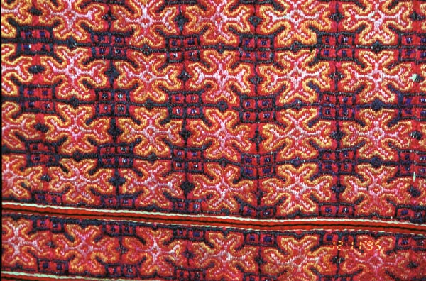 Embroidery from Black Hmong baby carrier collected in Sa pa, Northern Vietnam